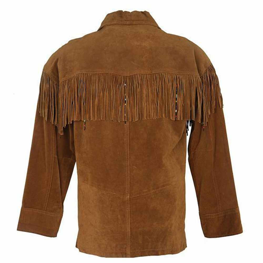 Buffalo Suede Native American Fringe Leather Jacket back