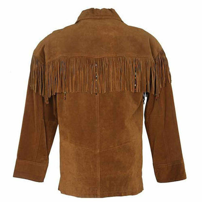 Buffalo Suede Native American Fringe Leather Jacket back