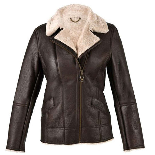 Women B3 Aviator Brown Leather Bomber Jacket