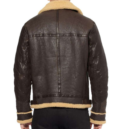 Dark Brown B3 shearling Bomber Leather jacket Men's