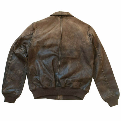 Distressed Leather Bomber Jacket