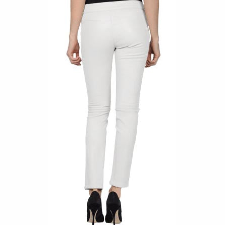 Elegance White Leather Pant For Women