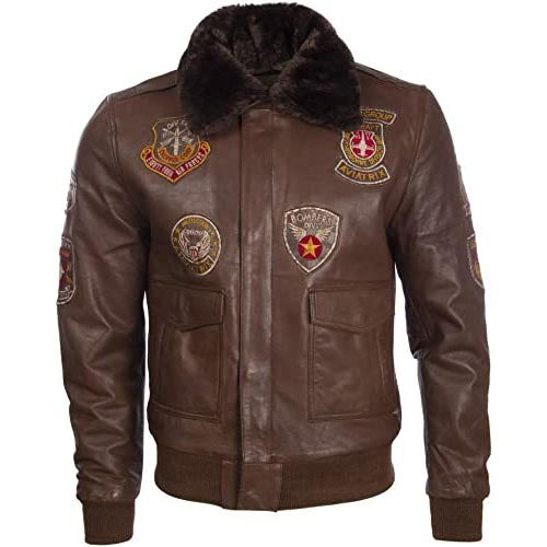 Genuine Leather Aviator Bomber Jacket For Men