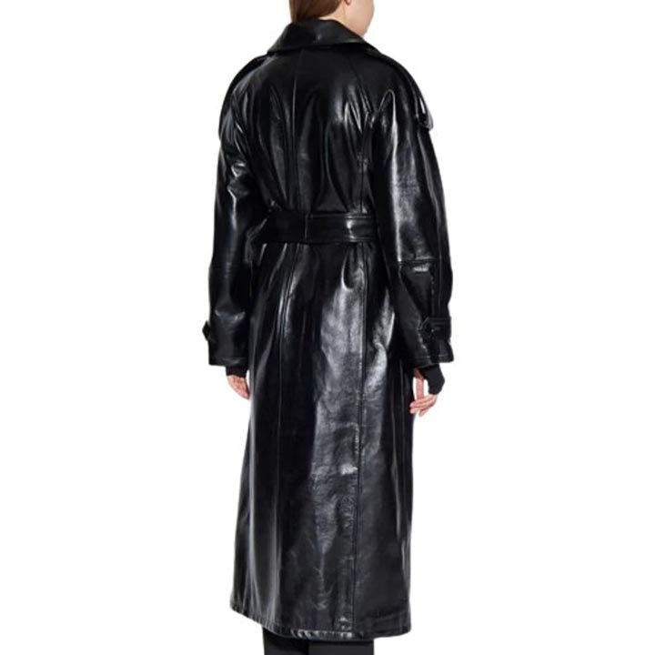 Genuine Leather Trench Coat for Women