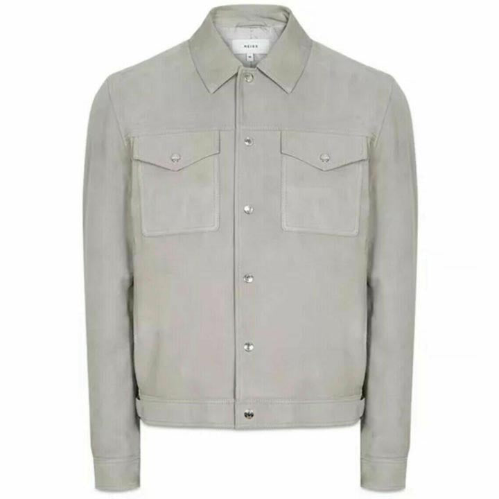 Grey Suede Leather Shirt for Men