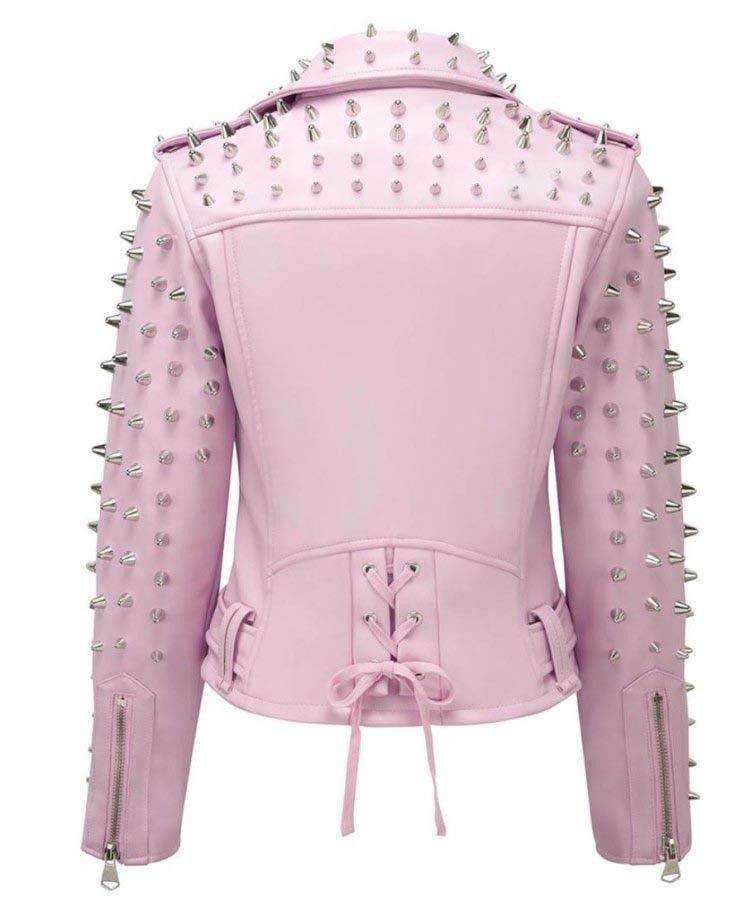 Hot Pink Studs Leather Jacket - Women Plus Size Punk Jacket