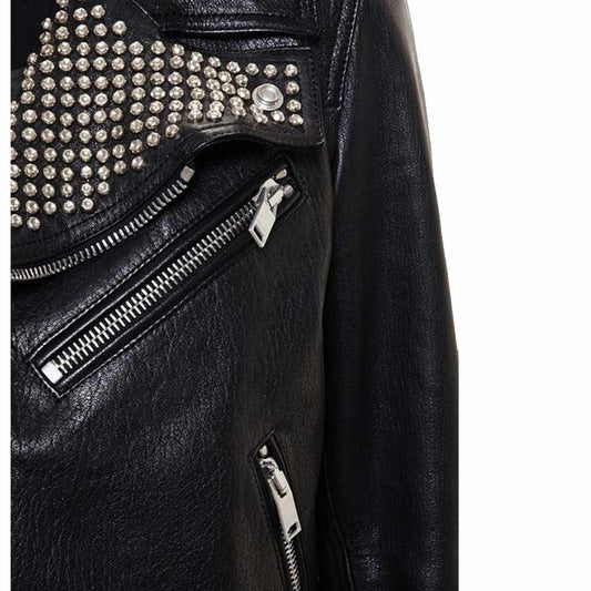 Black Studded Brando Leather Motorcycle Jacket