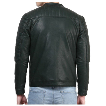 Men's Genuine Lambskin Leather Jacket Slim fit Biker Motorcycle jacket