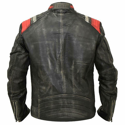 Men's Black Leather Cafe Racer Vintage Retro Distressed Jacket
