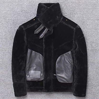 Men's Black Shearling Aviator Jacket