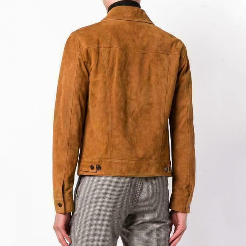 Men's Brown Suede Trucker Jacket