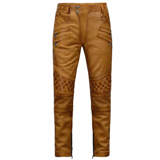 Men's Burnt Brown Leather Pant