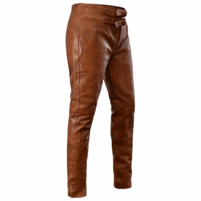 Men's Distressed Brown Leather Pant