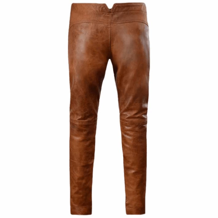 Men's Distressed Brown Leather Pant
