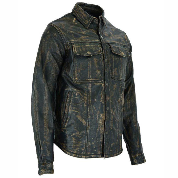 Men's Distressed Leather Shirt