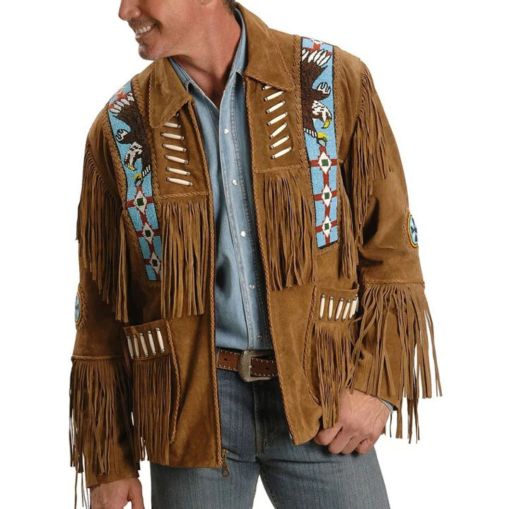 Men's Native American Suede Leather Western Jacket