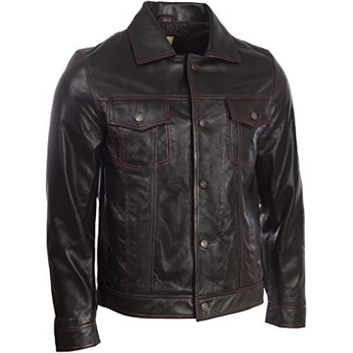 Men's Soft Real Leather Classic Harrington Fashion Jacket