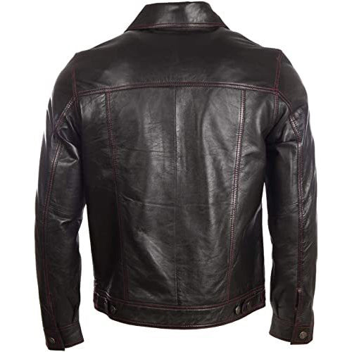 Men's Soft Real Leather Classic Harrington Fashion Jacket