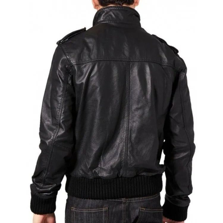 Men's Trendy Soft Sheepskin Front Zipped Bomber Jacket