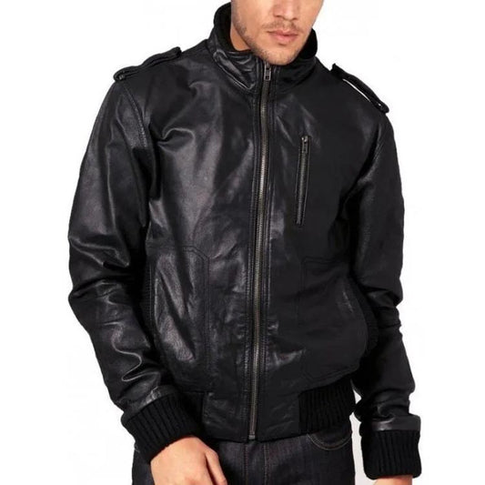Men's Trendy Soft Sheepskin Front Zipped Bomber Jacket