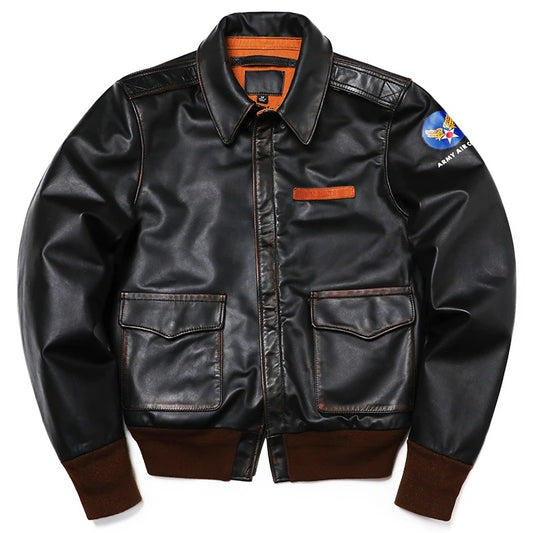 Men's Vintage A-2 US Air Force Style Leather Flight Jacket