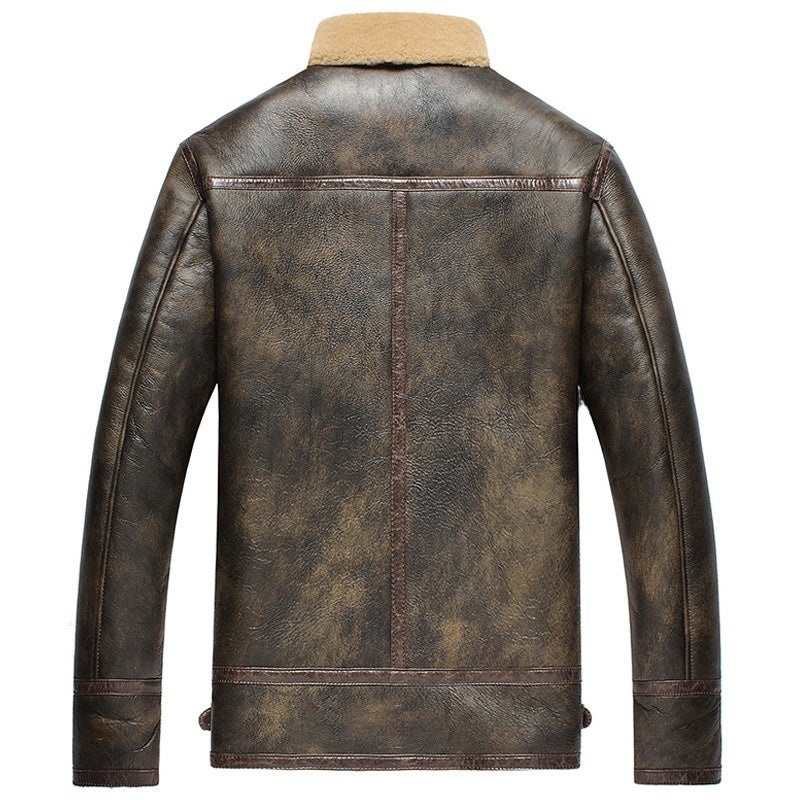 Men's Vintage Brown Sheepskin Shearling Aviator Jacket