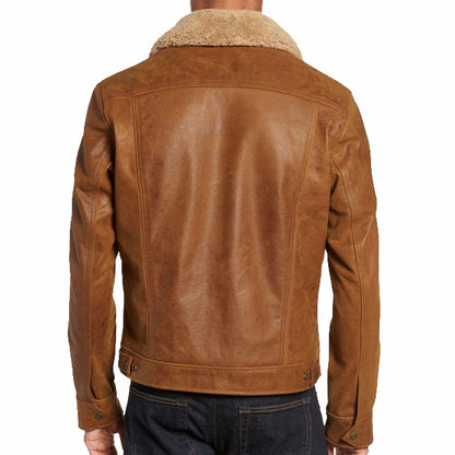 Men's Vintage Buffalo Leather Trucker Jacket