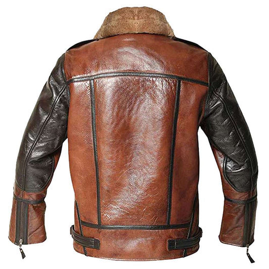 Mens Shearling Pilot Bomber Leather Jacket