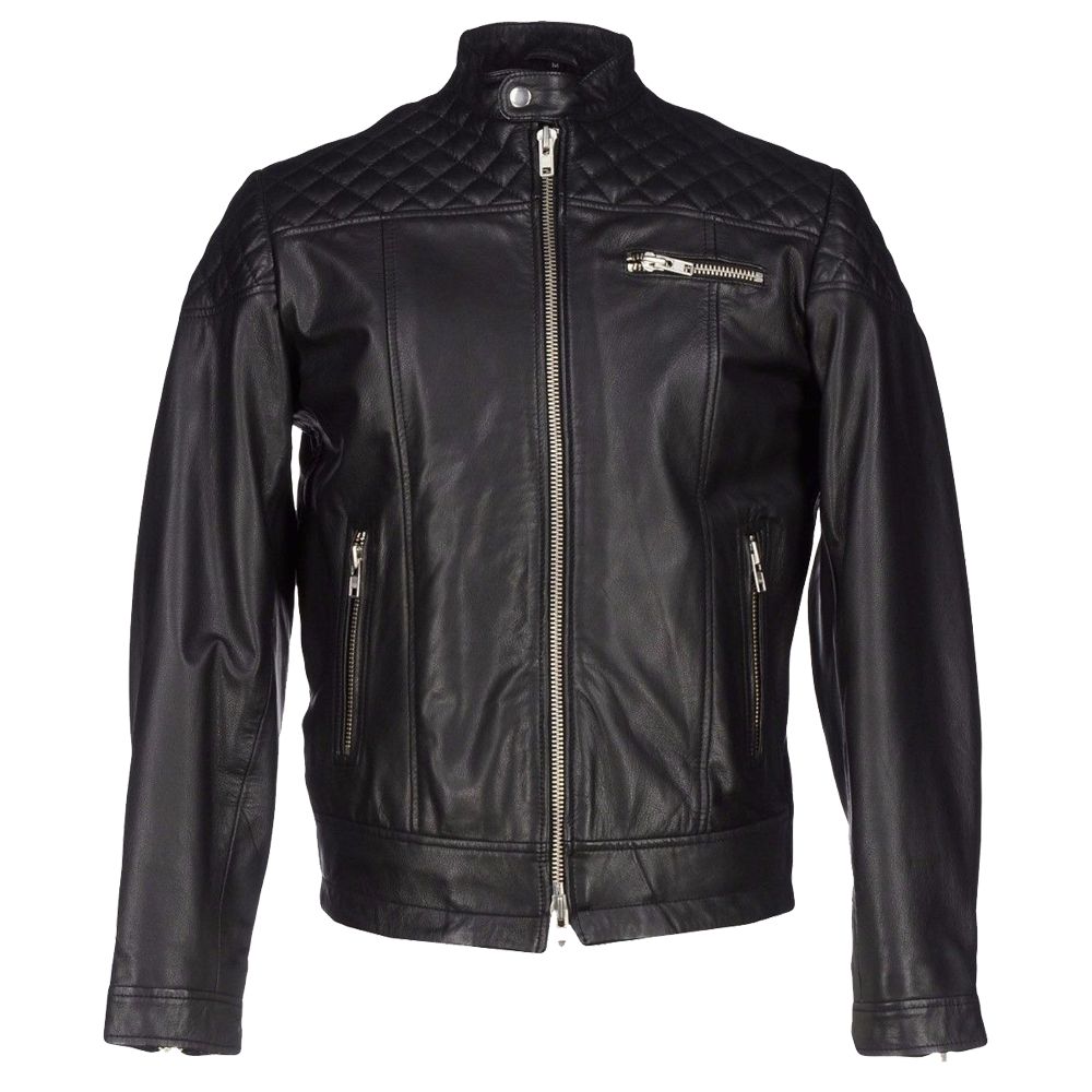 Men’s Black Biker Bomber Leather Jacket