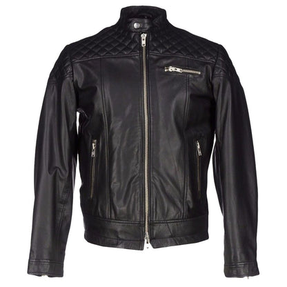 Men’s Black Biker Bomber Leather Jacket