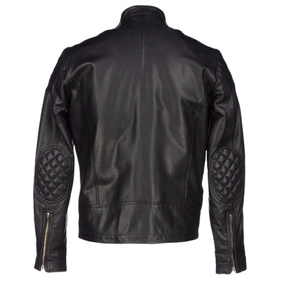 Mens Black Biker Bomber Leather Jacket