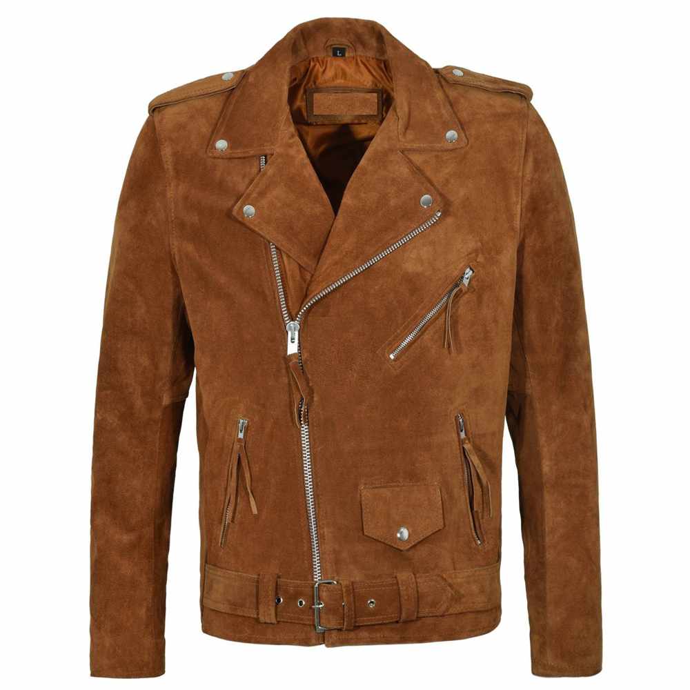Native American Brown Suede Leather Biker Fringes Jacket