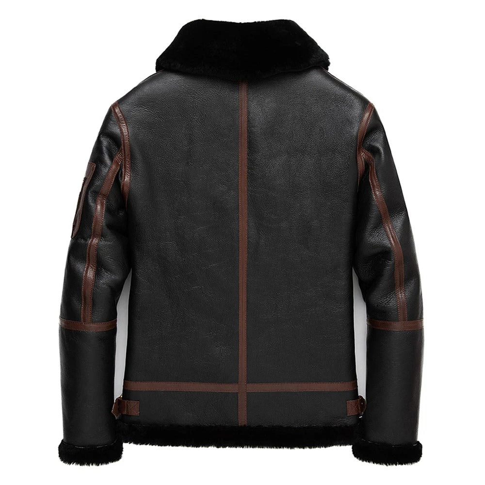 New Men's Black Brown Sheepskin Shearling Jacket