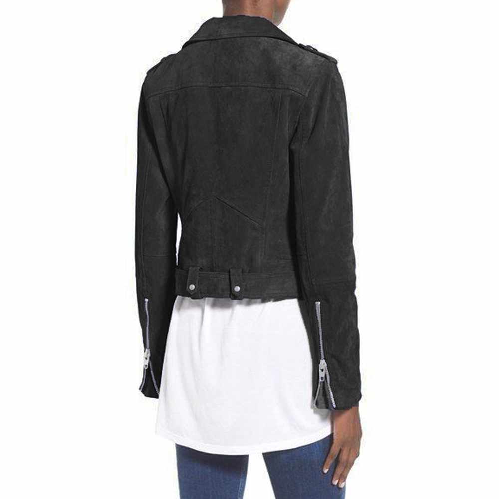 Nubuck Leather Women Slim Fit Biker Jackets