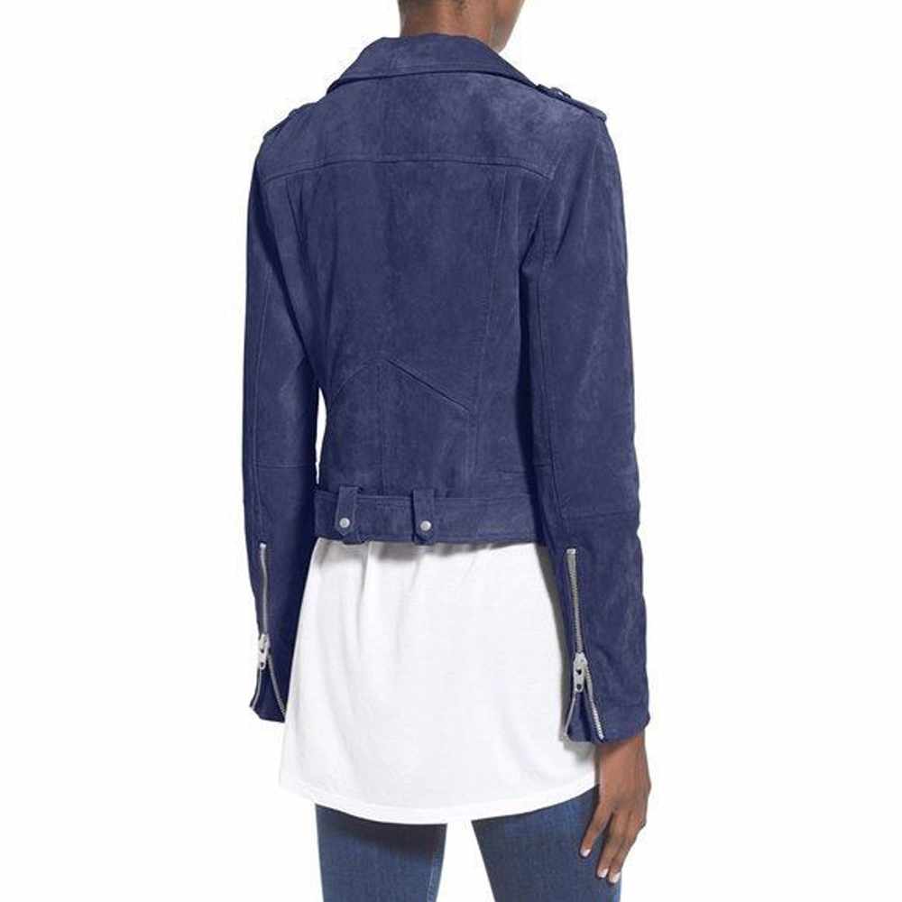 Nubuck Leather Women Slim Fit Biker Jackets