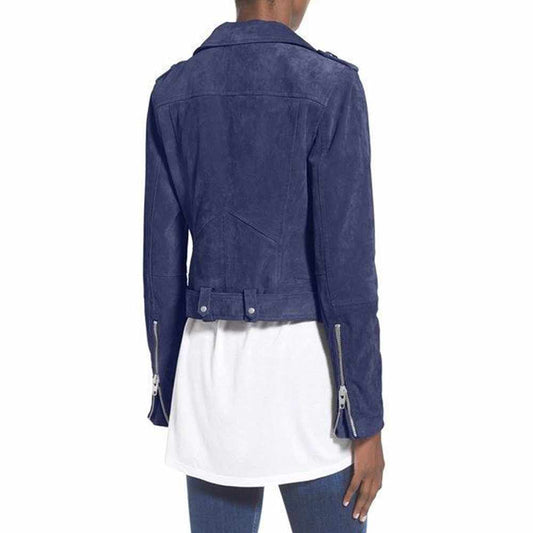 Nubuck Leather Women Slim Fit Biker Jackets