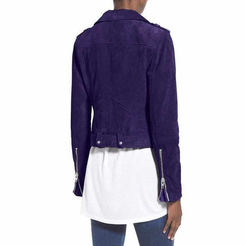 Nubuck Leather Women Slim Fit Biker Jackets