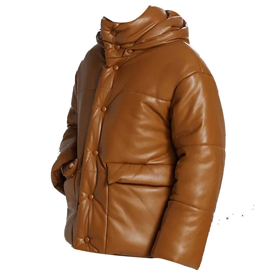 Puffer Leather Jacket For Sale