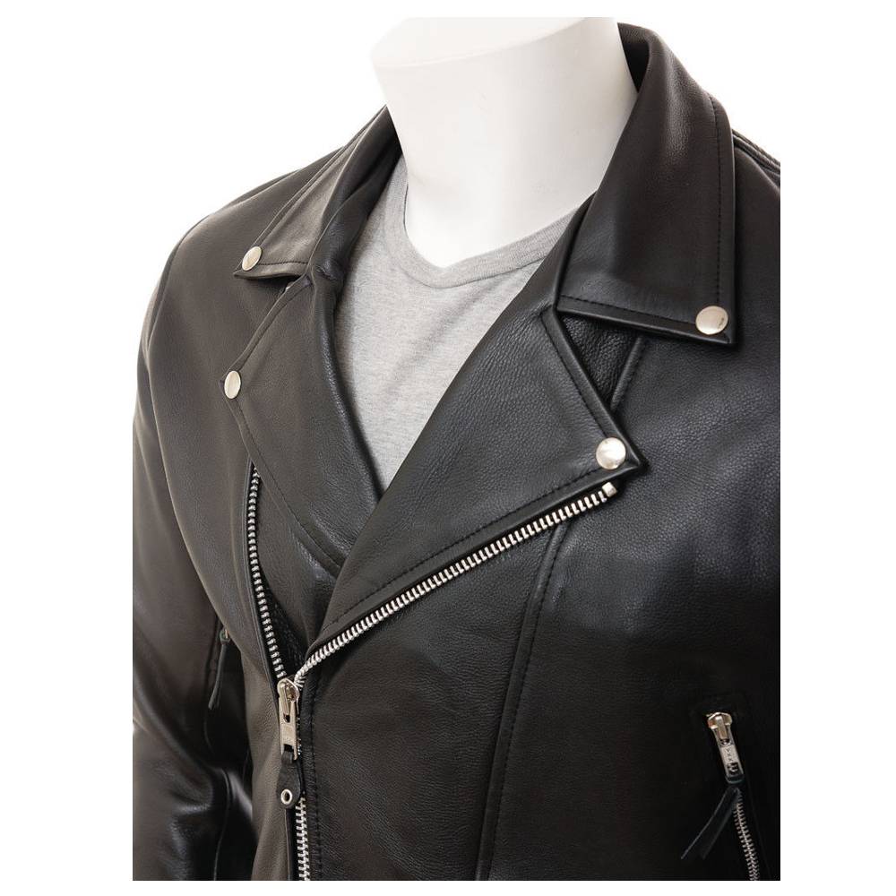 Real Leather Slim Fit Moto Biker Jacket for Men