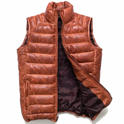 Sheepskin Leather Bubble Vest