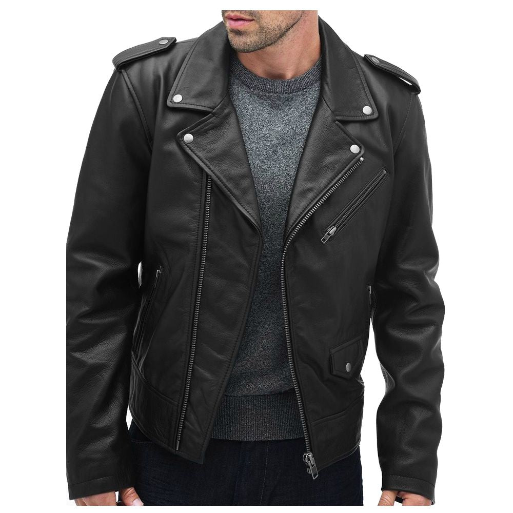 Slim Fit Moto Biker Jacket for Men
