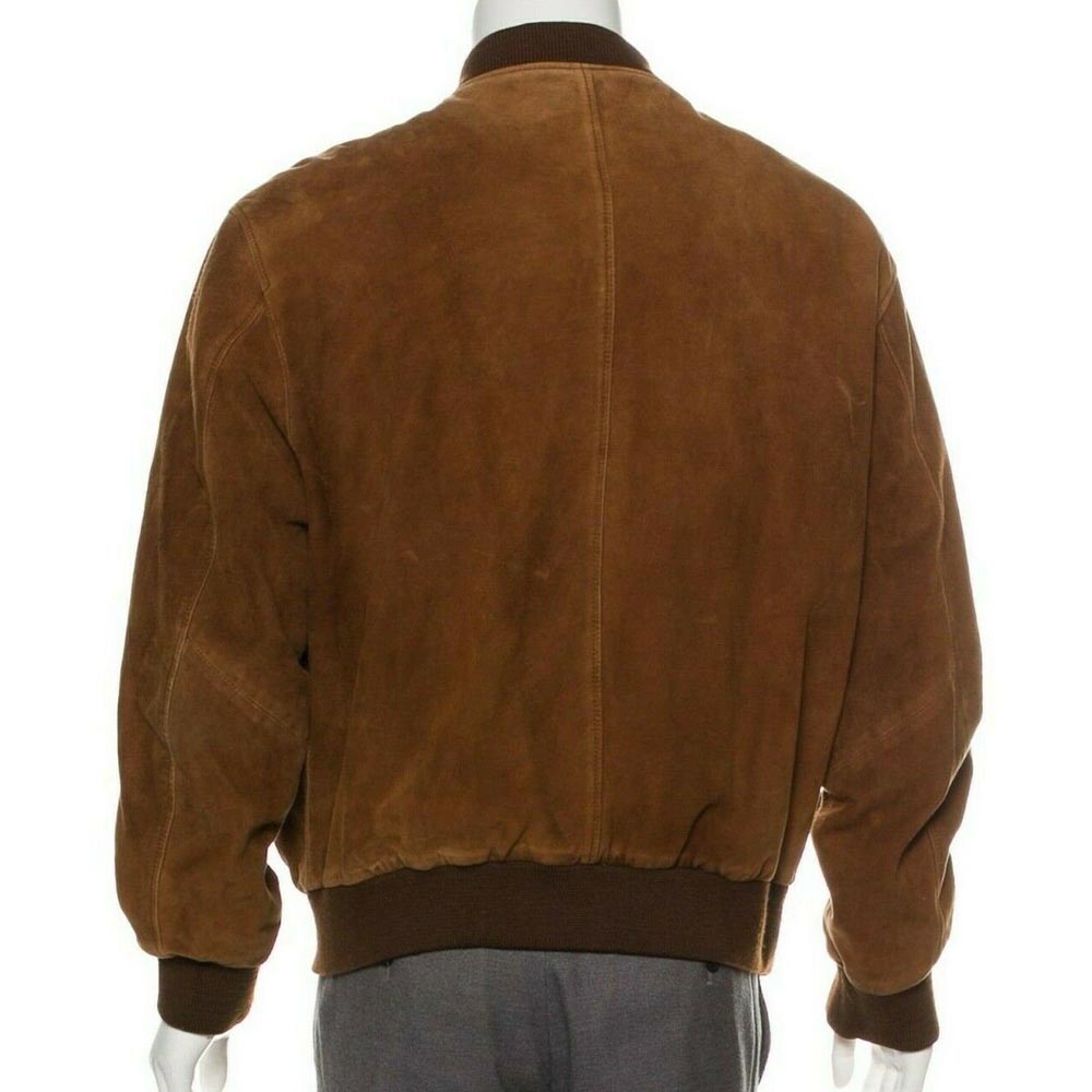 Stylish Brown Suede Leather Bomber Jacket for Men