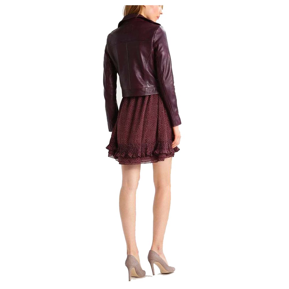 Women Elegant Fashion Leather Jacket Back View