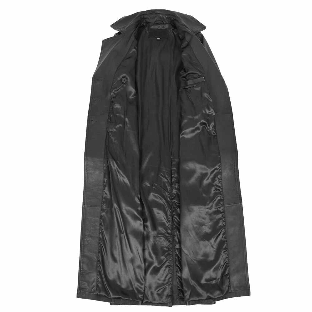 Women Full Length Black Leather Trench Coat Matrix Trinity Long Coat