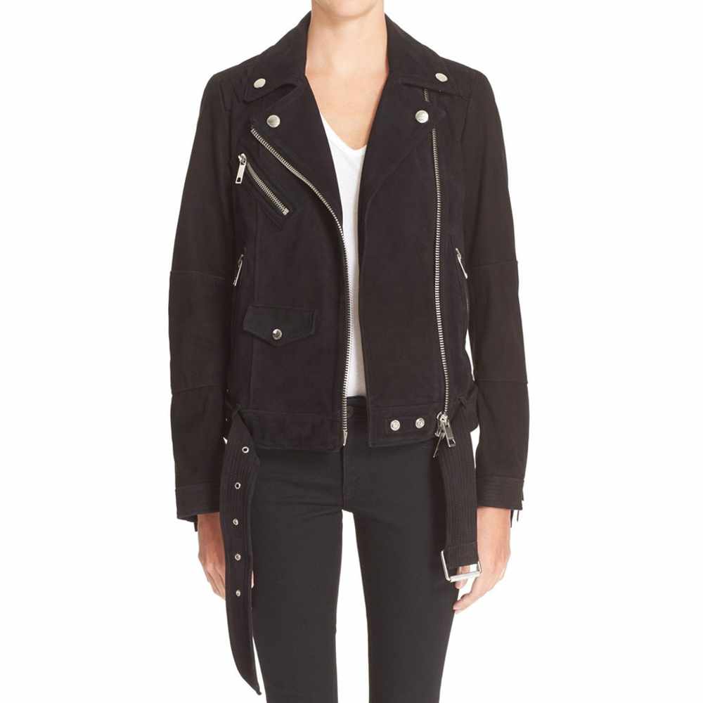 Women Nebbuk Leather Biker Fashion Jacket