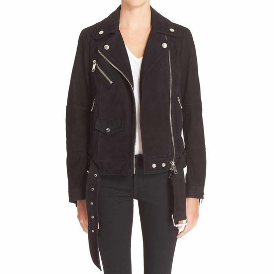 Women Nebbuk Leather Biker Fashion Jacket