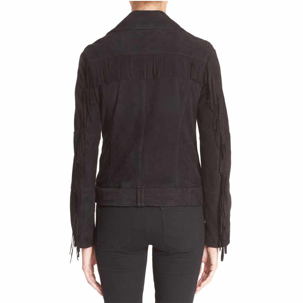 Women Nebbuk Leather Biker Fashion Jacket back