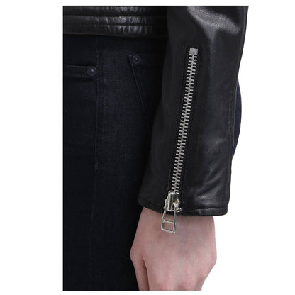 Women Slim Fit Black Genuine Leather Jacket Innovative Design Leather Jacket