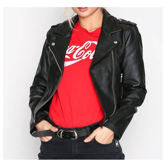 Women Slim Fit Fashion Biker Leather Jacket