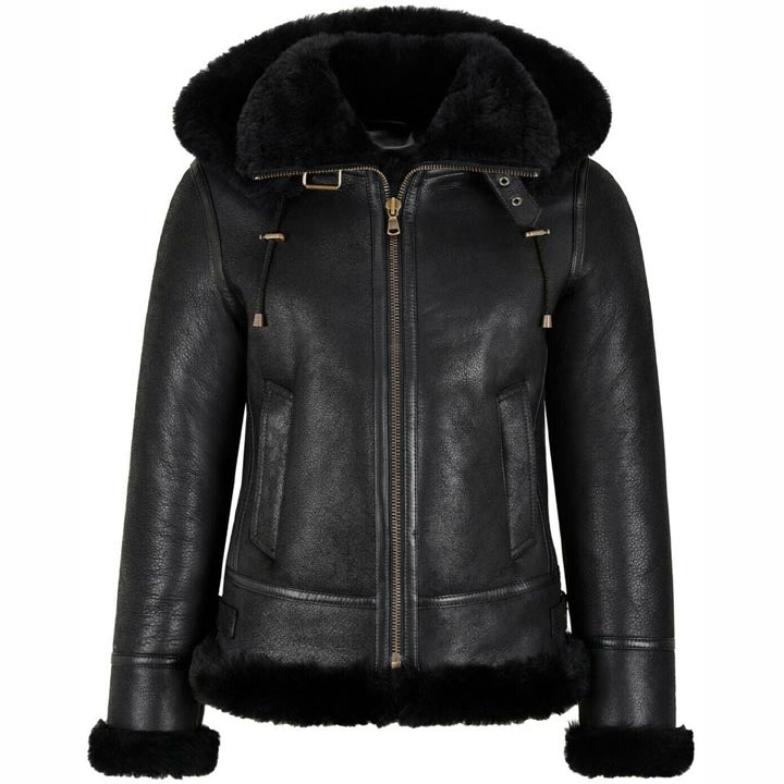 Women's B3 Bomber Classic Shearling Jacket with Hood
